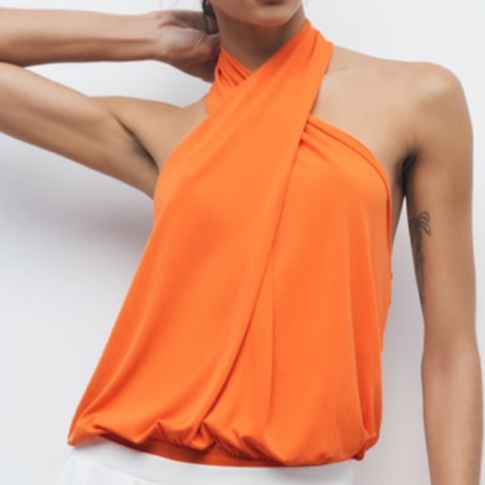 Zara orange bodysuit